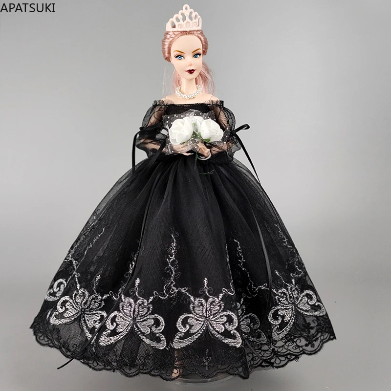 Black Handmade Clothes For 11.5" Doll Outfits Princess Dress 1/6 Dolls Accessories Puff Sleeve Bowknot Party Gown Toy view 2