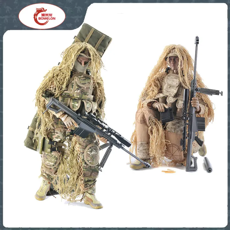 

1/6 Scale Poseable Modern Sniper Figure - Realistic Camouflage Removable Rifle Collectible Military Toys For Boys Birthday Gift
