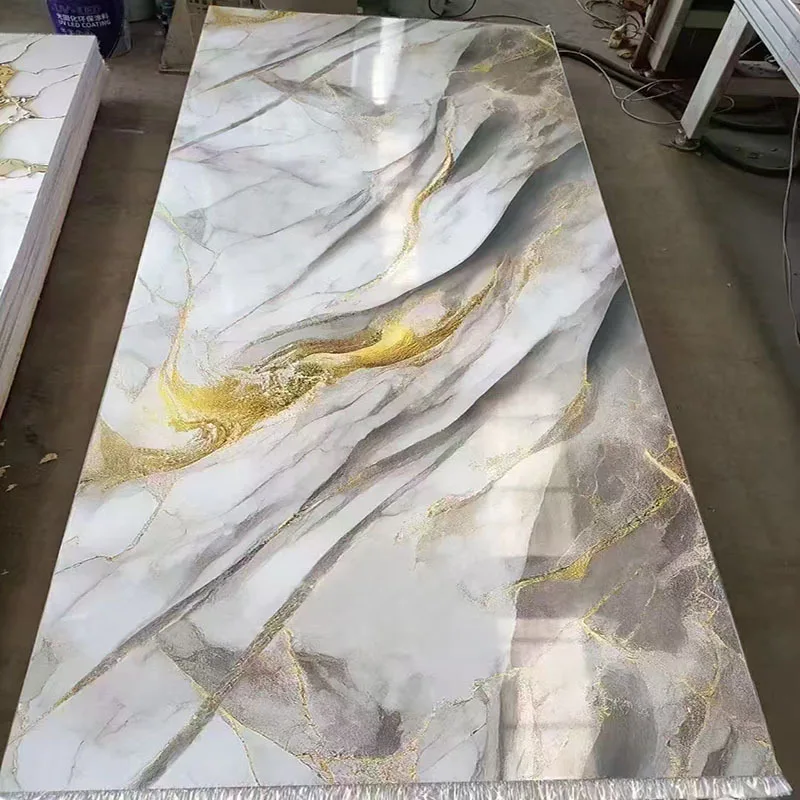 2026 1220*2900mm Pvc Marble Sheet Wall Panel Uv Plastic Sheet for TV Background Self Installed Ecological Ceiling Decorativeprom