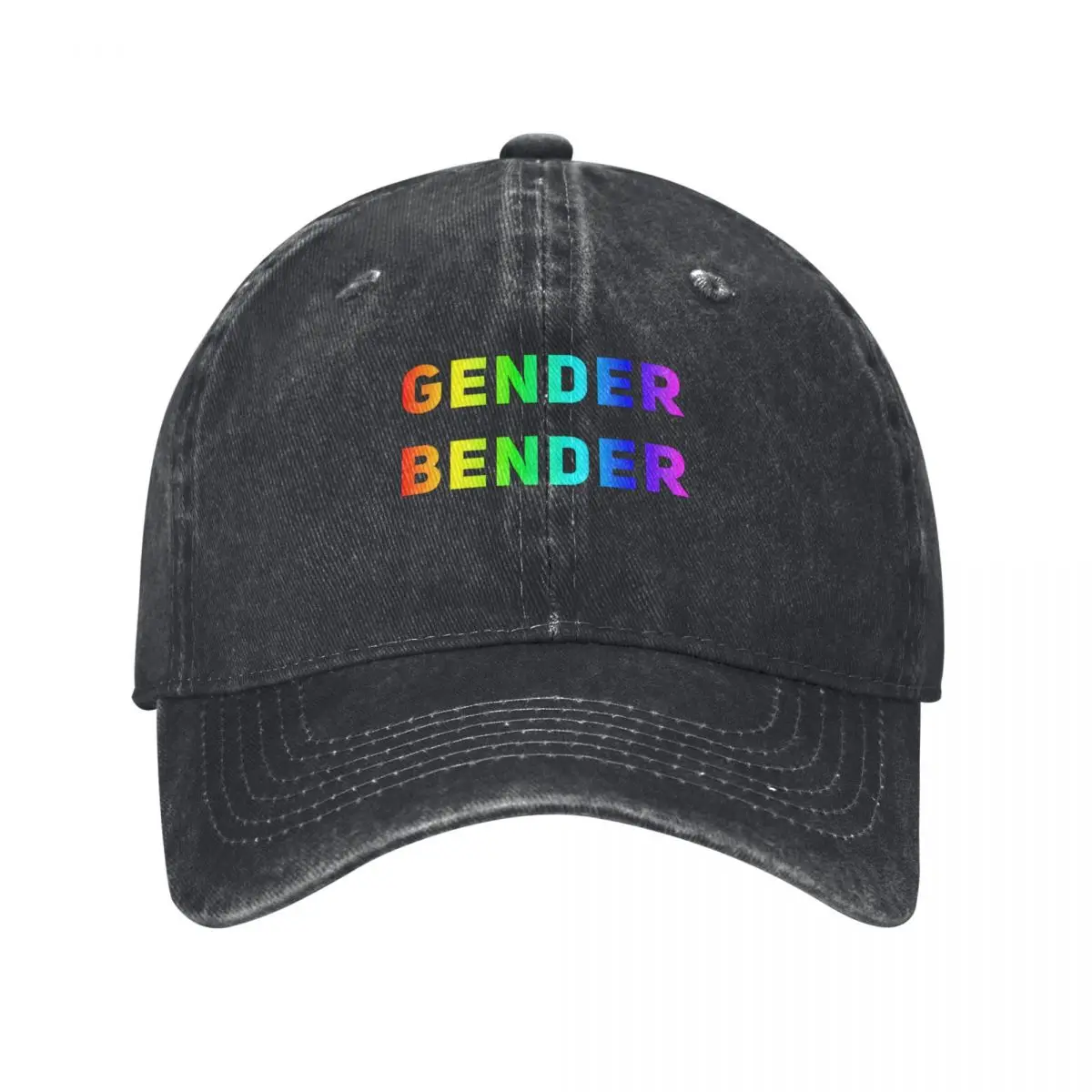 Rainbow Gender Bender T-shirt, Non-Binary Gender Pronoun LGBTQ Pride T-shirt Baseball Cap hard hat Women Caps Men's