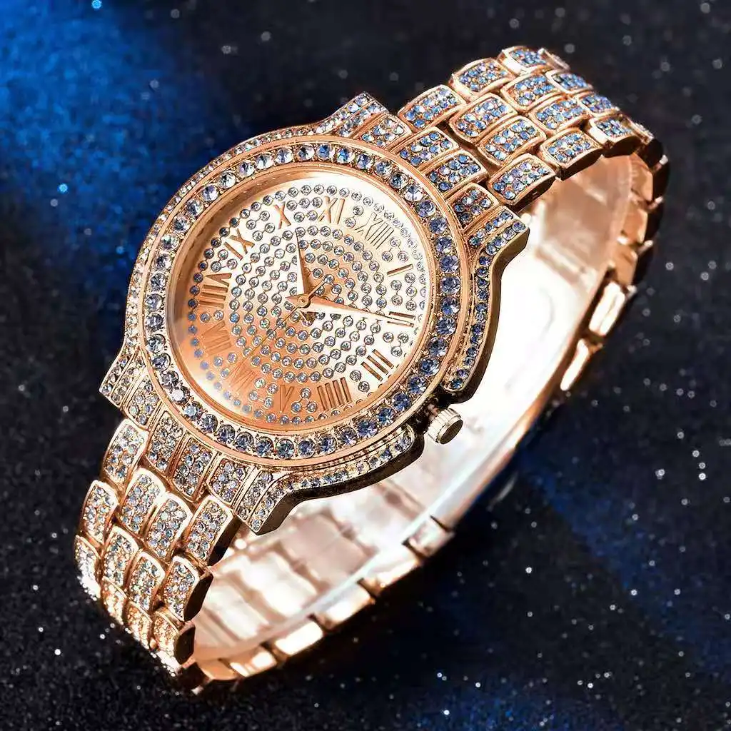 Reloj de lujo con diamantes Para hombre y Mujer, pulsera de mano masculina con diamantes de hielo, envío directo, Pandora