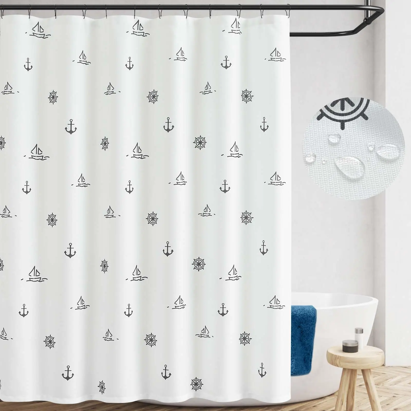 VIKAMA Nordic Gradient Stripe Shower Curtain Waterproof And Mould Resistant Home Bathroom Partition Curtain Home Decor