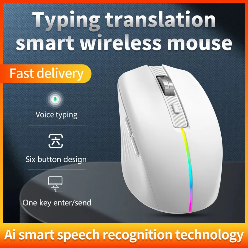 Voice Wireless Mouse With Chatgpt Direct Recognition Of Foreign Languages Voice Typing Translation Search Computer Mouse Office