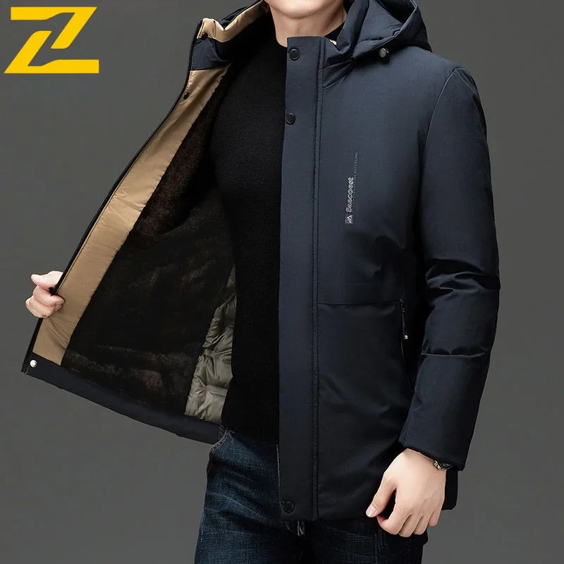 

​Men Graphene Heated Cotton Padded Jacket Thickened Winter Warm Outerwear Detachable Hood American Style Casual Outdoor Wear​
