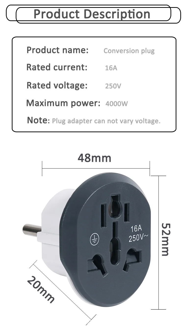 Korea EU-Stecker adapter 16a 250V Reise adapter Konverter 2 runde Steckdose hochwertige Universal au us uk cn zu eu kr Steckdose