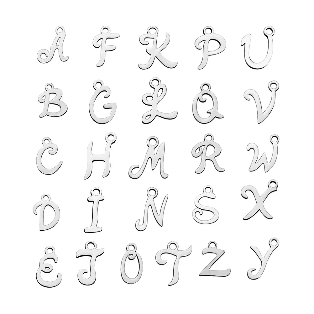 26Pcs English A-Z Stainless Steel Pendants Durable DIY Jewelry Making Charms for Necklace Bracelet Keychain Gifts