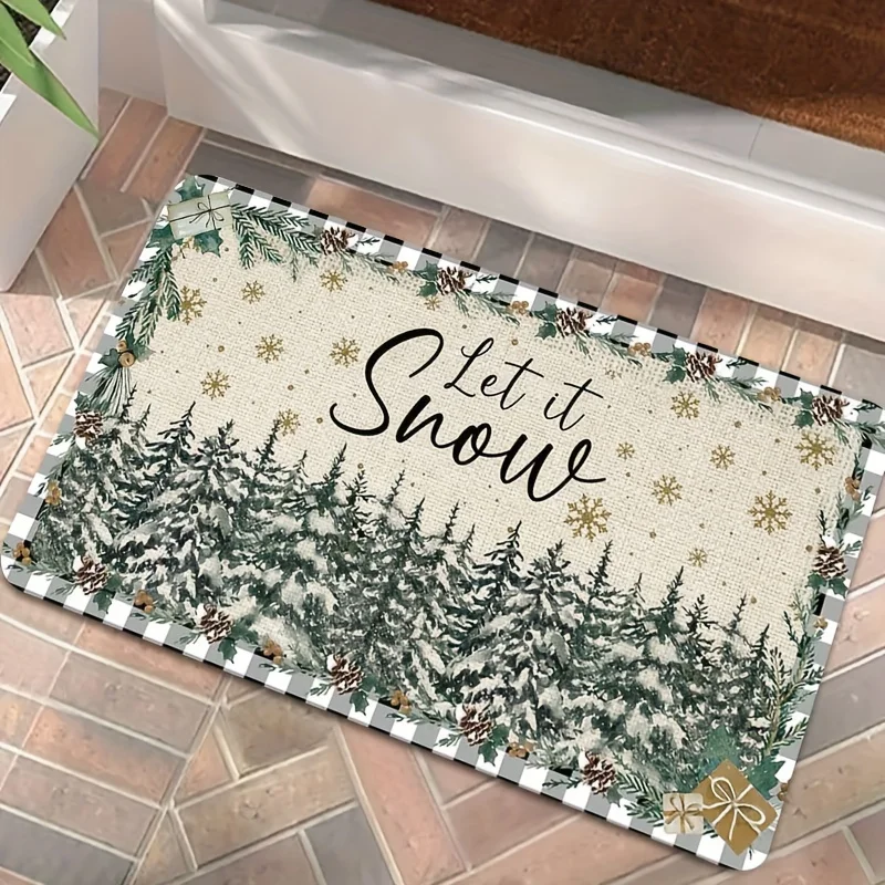 

Christmas Pine Door Mat Holiday Floor Decoration Accessories Bathroom Non-silp Doormat Suitable for Living Room Pad Bedroom Rug