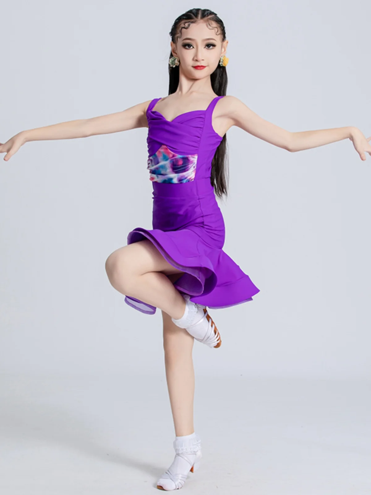 Rumba Latin Dance Dress For Girls Ballroom Dancing Child Salsa Samba Tango Standard Competition Dance Split Set Costume Kids