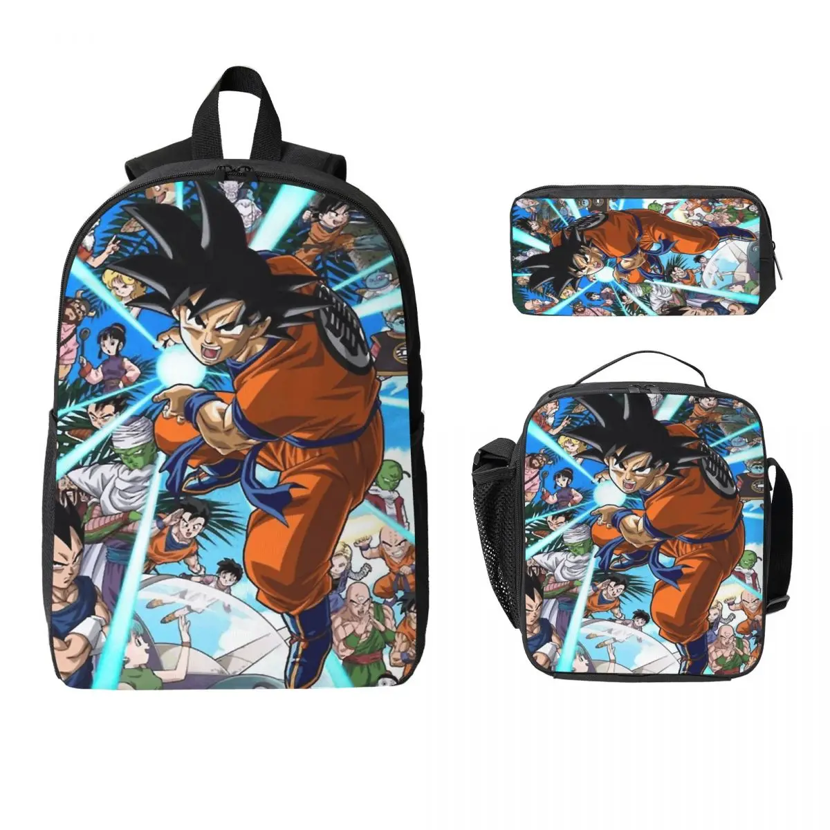 

3Pcs Dragon Ball DragonBall Goku School bags Set for Boy Girl Pen Bags Backpack Sets with Lunch Box For School Students Knapsack