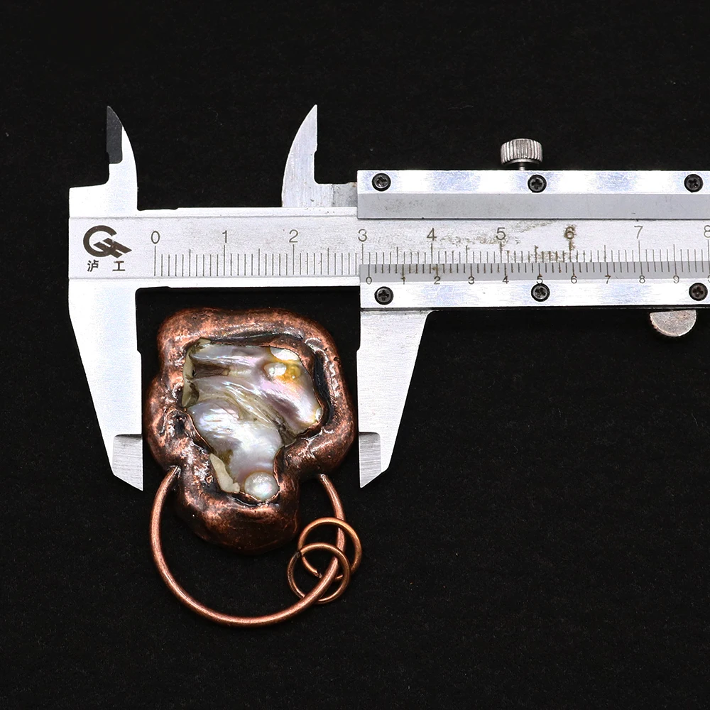 Natural Freshwater Pearl Bronze Pendant Irregular Necklace Accessories Antique Copper Pendant Vintage Copper DIY Women Jewelry image 5