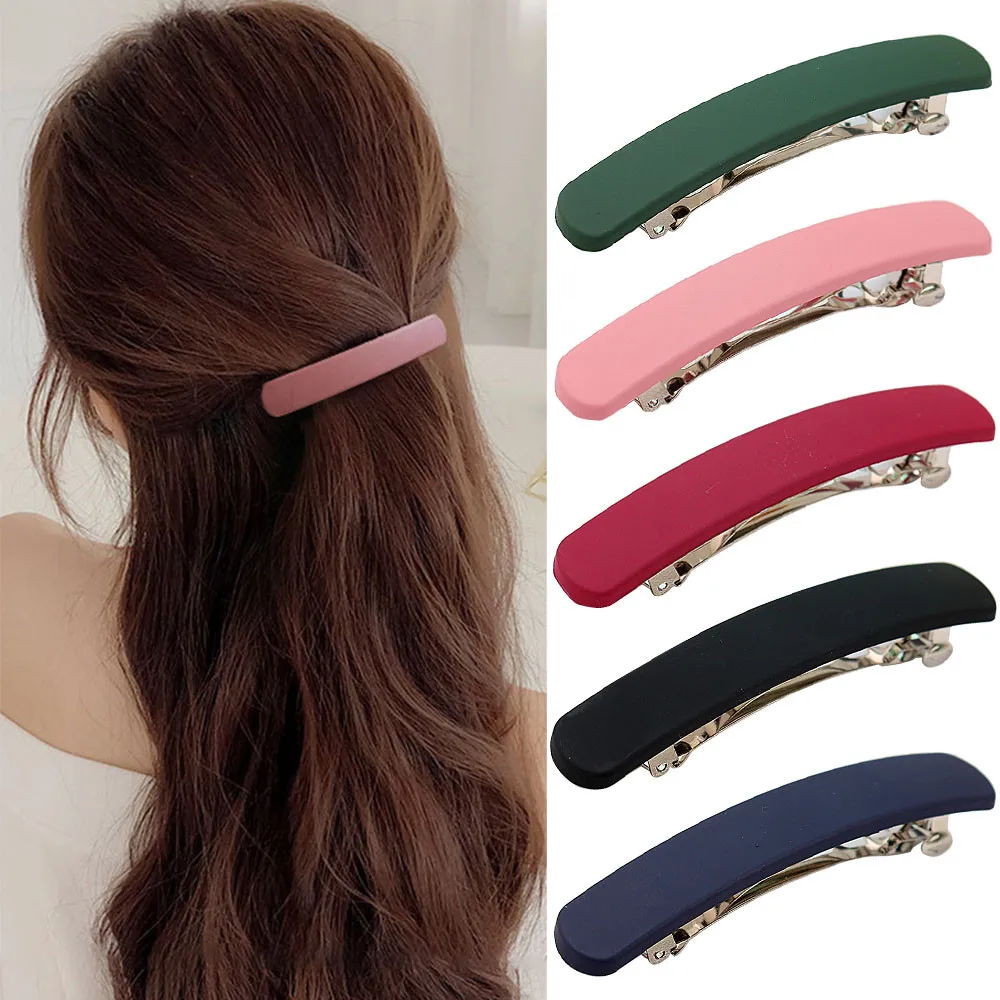 

Simple Geometric Spring Hair Clips French Style Frosted Strip Shaped Hairpin Women Girls Rectangular Barrettes Elegant Headwear