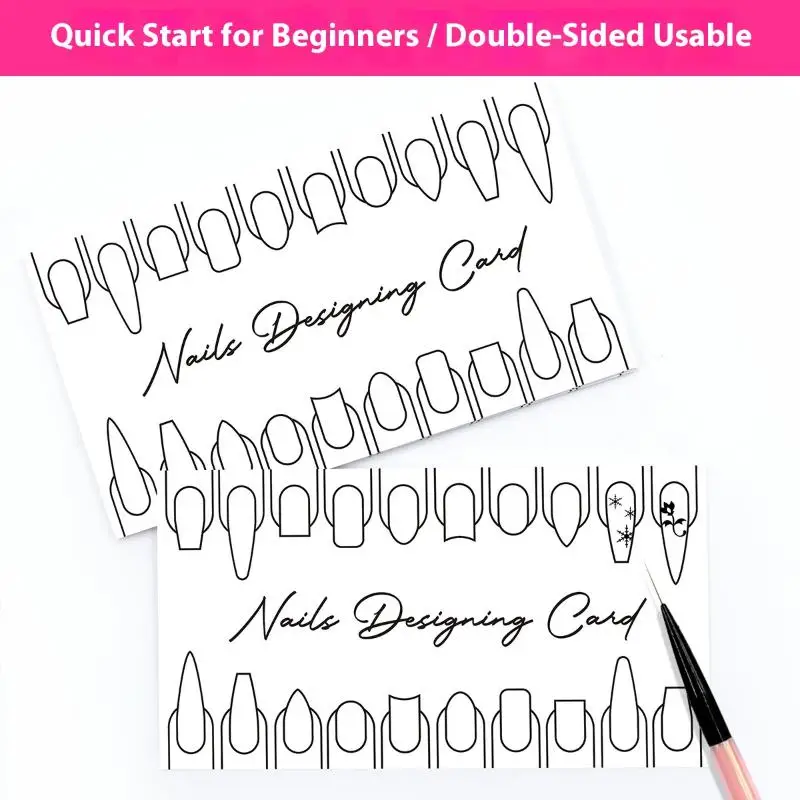 10 carte per esercitazioni per unghie per principianti Presse sulle unghie Formazione Design Card Modelli di pittura per nail art