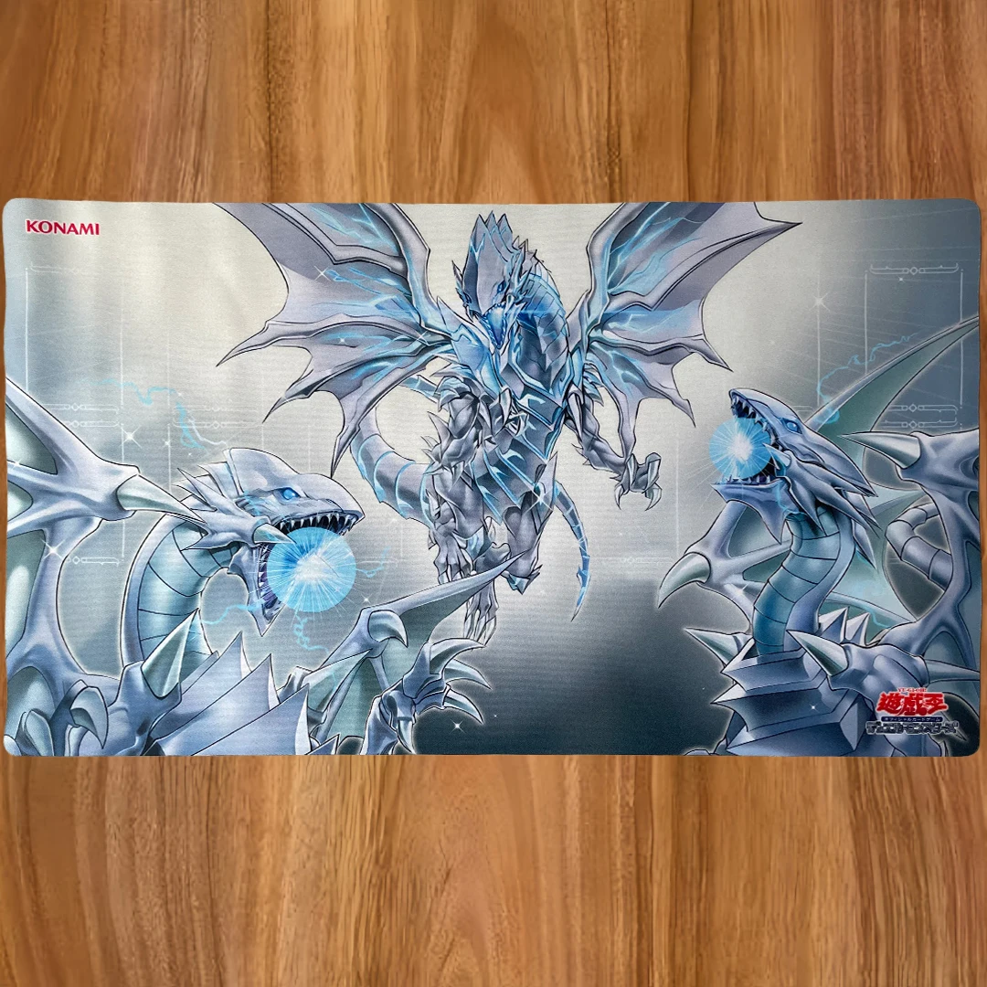 600x350mm Yu-Gi-Oh! Diy Card Mat Majesty of The White Dragons Trading Card Playmat Single Rubber Board Game Card Mat Mouse Pad