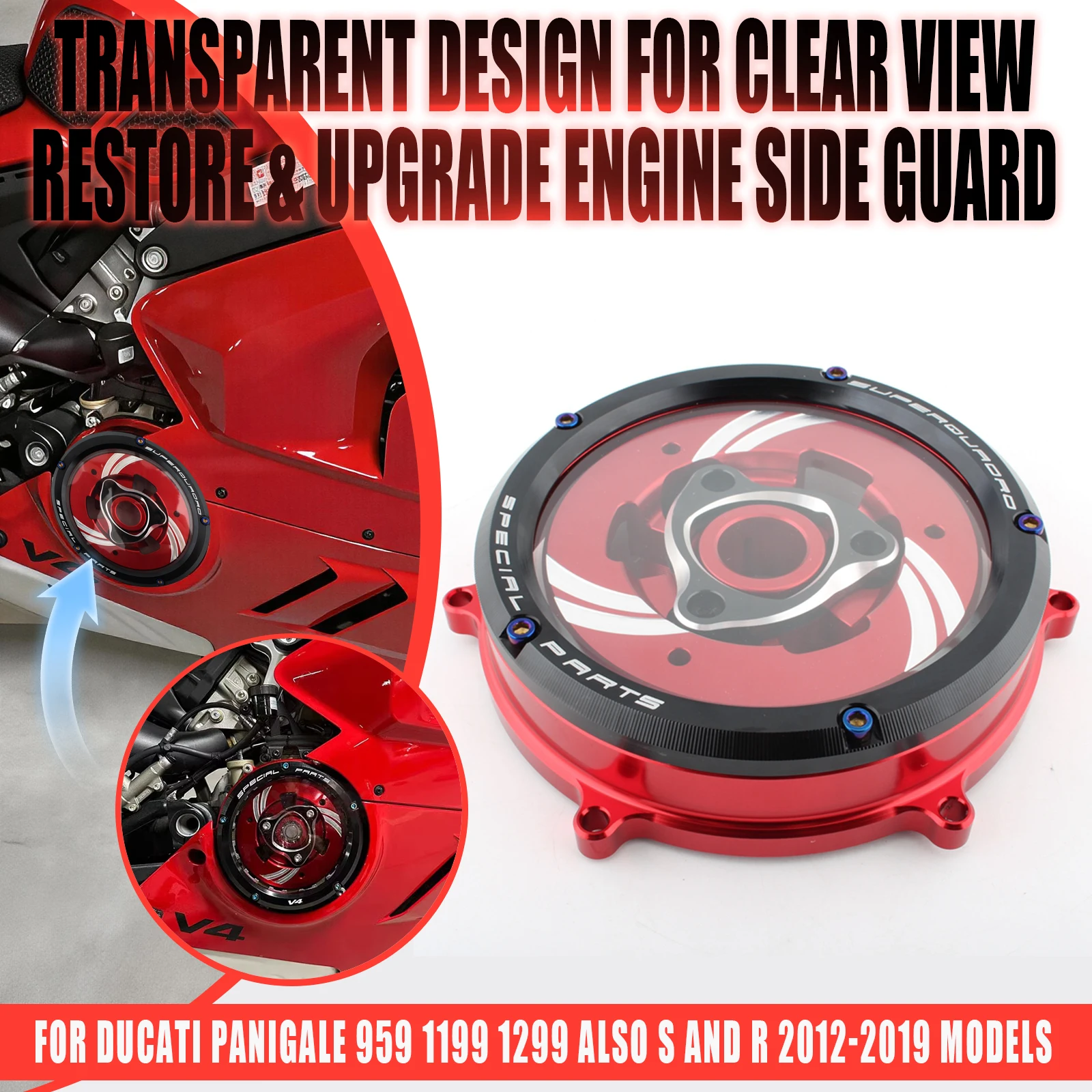 Motorcycle Clear Clutch Cover Spring Retainer Housing Pressure Plate CNC Aluminum Kit For Ducati Panigale 959 1199 1299 S R V2