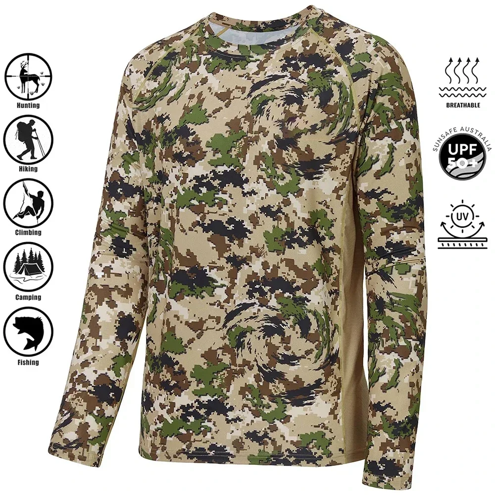 قمصان رجالية مموهة بأكمام طويلة لصيد الأسماك ملابس رياضية كاجوال تي شيرت ملابس الشارع الشهير نزهات التخييم شركة بناء الفريق