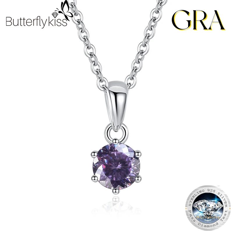 Butterflykiss 100 Faced Cut Moissanite Pendant Necklaces Summer Trendy S925 Sterling Silver 2023 Woman Necklace Wedding Jewelry