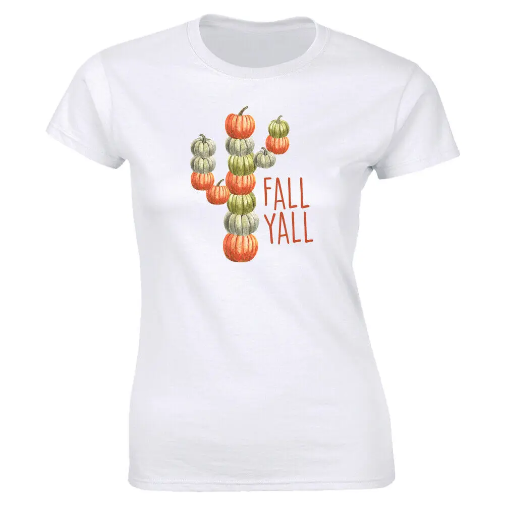 

Fall Yall T-Shirt for Women Pumpkin Cactus Tee