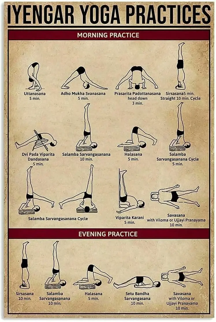 Yoga Knowledge Metal Poster Iyengar Yoga Practices Retro Tin Brand School Club Bar Cafe Bedroom Bathroom Kitchen Home Art W sign