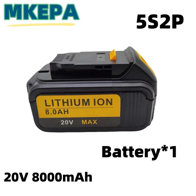 2024 New 20V 5S2P 8000mAh Max Battery Replacement Tool for DCB184 DCB181 DCB182 DCB200 20V 5A 20 Volt 20V Battery + 3A Charge