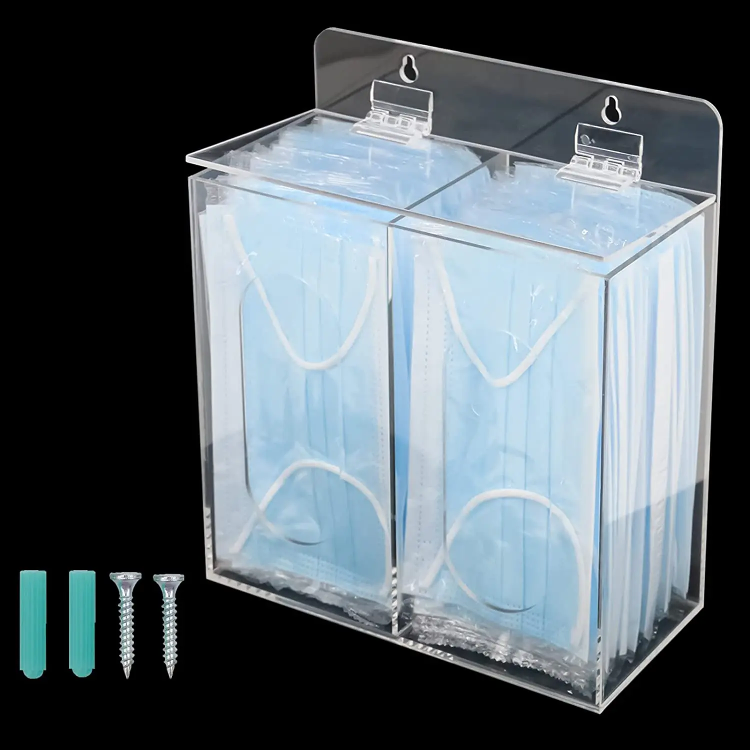 Acrylic Disposable Mask and Glove Dispenser Box Holder with Lid, Hairnet & Shoe Cover Dispenser, Bouffant Cap Dispenser