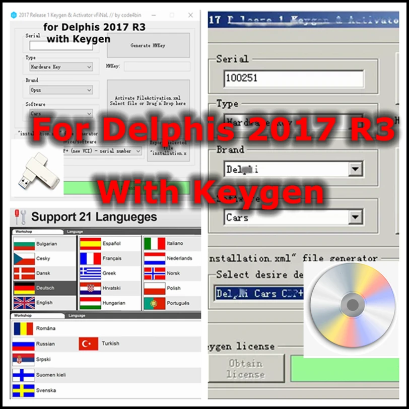 2025 HOT Sale Delphis 2017 R3 with Keygen Delphi DS-150E Diagnostic Tool software For Cars and Trucks obd Scanner D-elphi 2017r3