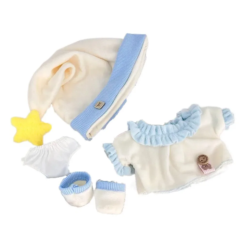

1 set Stuffed Clothes Pajamas 20cm Cotton Clothes Outfit Star Hat Cotton 's Clothes Fashion Brown Clothes Accessories