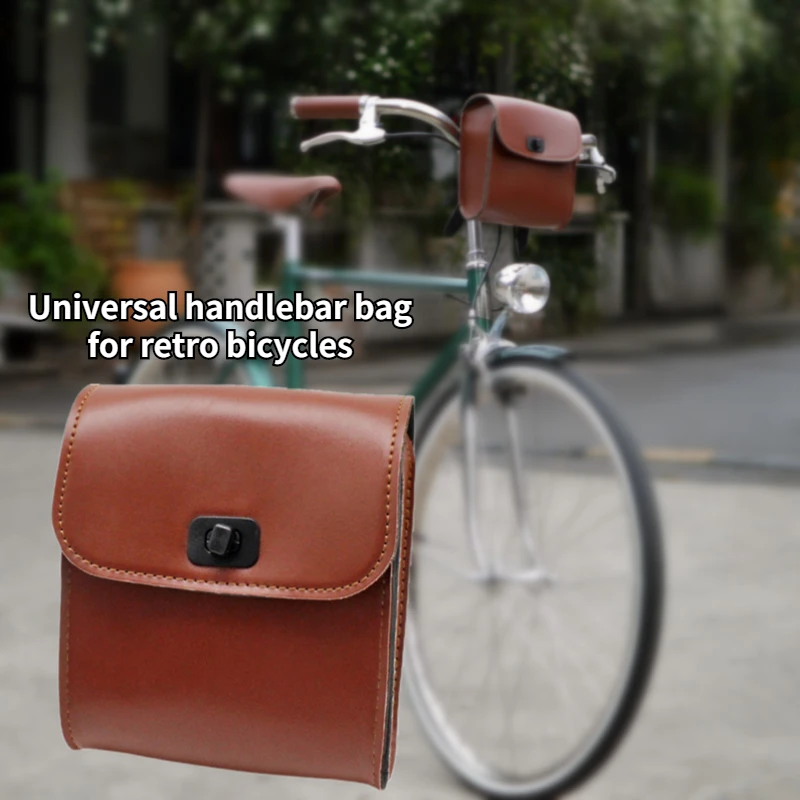 Retro Bicycle Leather Waterproof Universal Handlebar Bag Electric Vehicle Motorcycle Hanging Bag Bike Head Bag