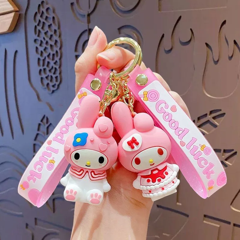 Sweet and cute My melody student school bag keychain creative cartoon doll girl heart pendant decoration animation peripherals