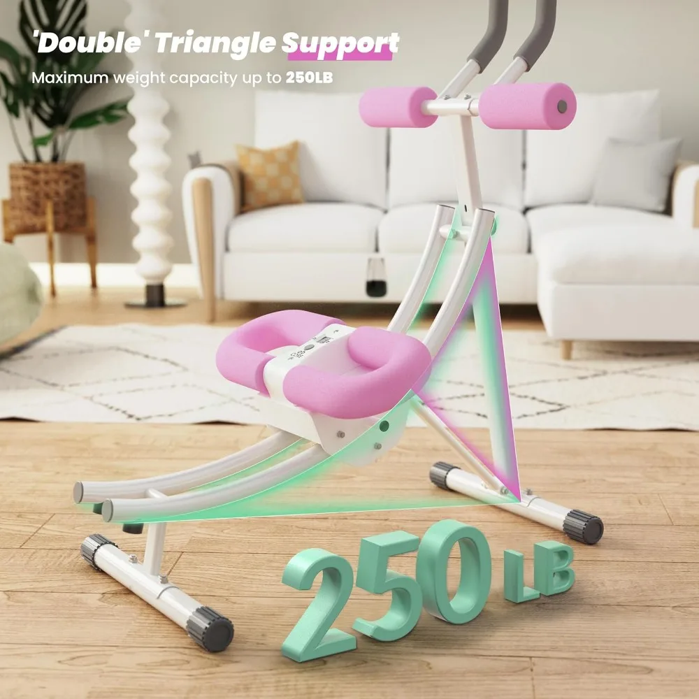 Macchina Ab regolabile con display LCD, attrezzatura da palestra domestica per allenamento centrale, rosa