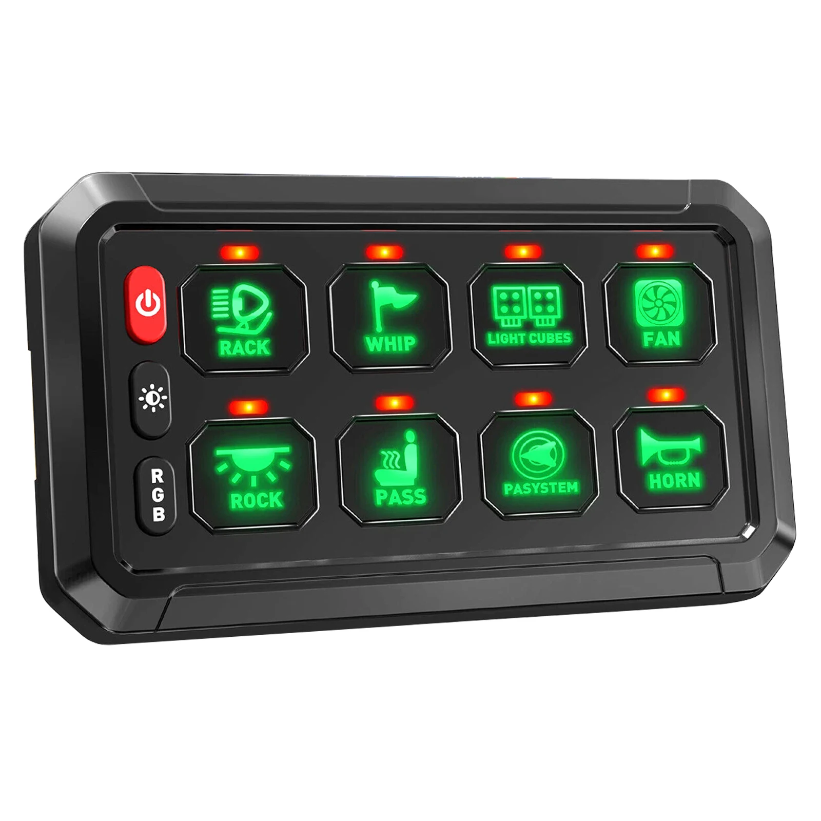 

8 Gang Switch Panel 12V RGB Dimmable Switch Panel Circuit Control Relay System for Car RV ATV SUV UTV Truck Marine