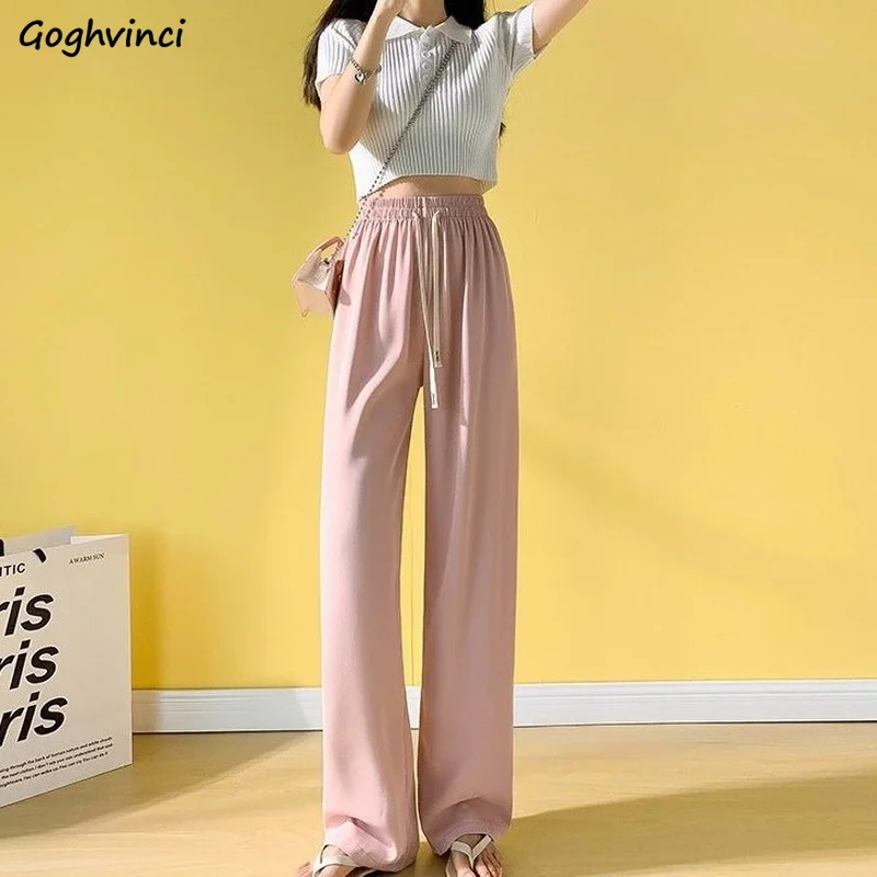 

5 Colors Casual Pants Women Preppy Style Thin Elastic High Waist Comfortable Sagging New Design Simple Daily Ulzzang Student Hot