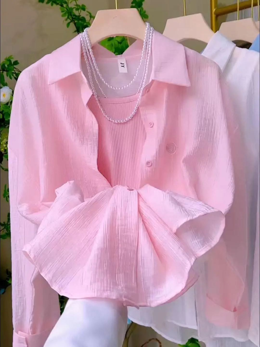 

Summer 2025 Women's Soft Sweet Pink Embroidered Casual Thin Ne irt Loose Fit Sun Protection Top Fem Faion