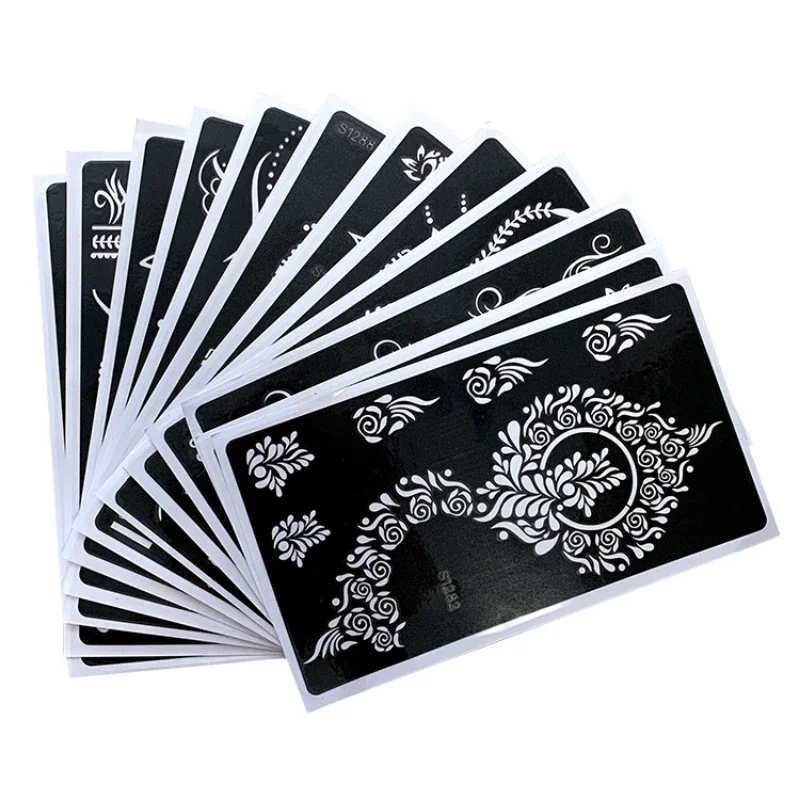 1pc Temporary Tattoo Stencil Indian Henna Hollow Tattoo Templates Body Painting Tattoo Inkjet Template Tattoo Stencil Stickers