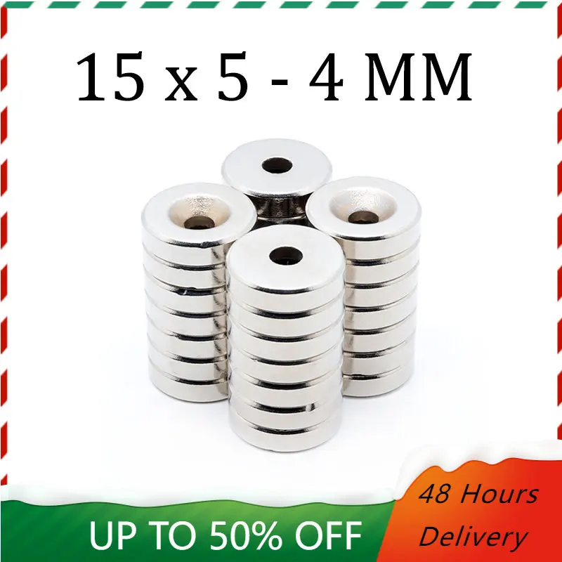 

5/10/15 Pcs Round Neodymium Magnet 15x5-4mm N52 Fridge Magnet Countersunk Hole Rare Earth Magnet Permanent Magnetic imanes Disc