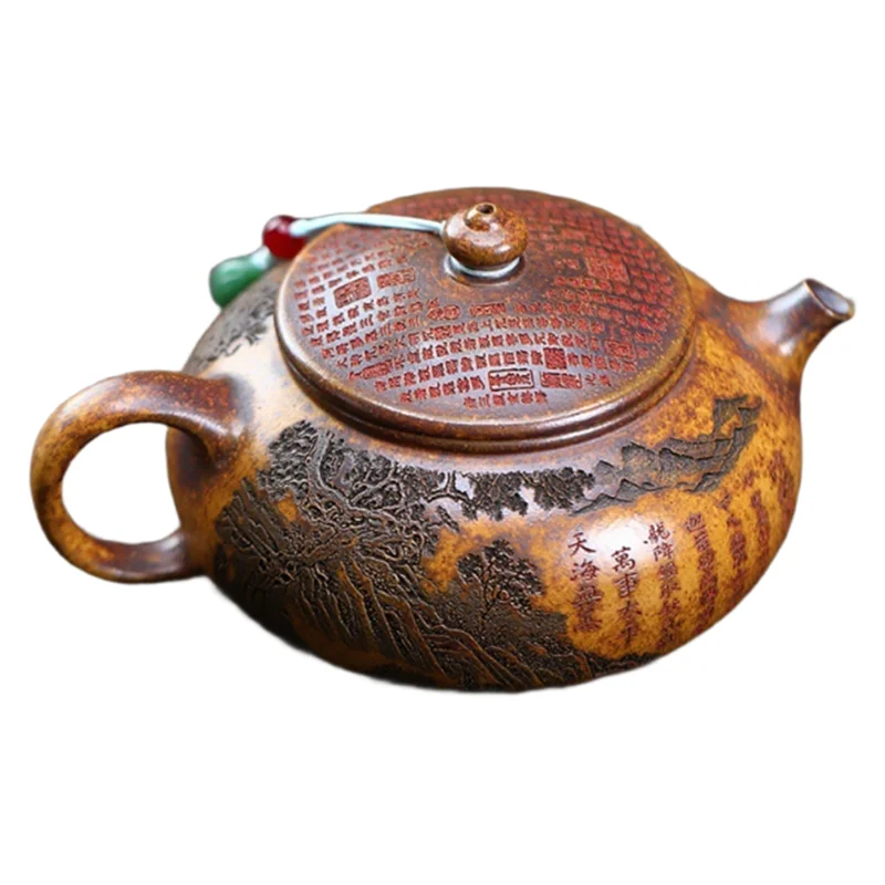 

AAAN-Clay Pot Yixing Tea Set Raw Mine Keel Gold Sand Arhat Hanjiang Pot Chinese Teapot