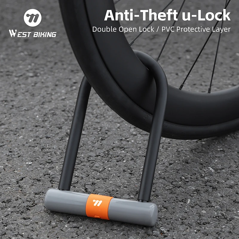 WEST BIKING Bicycle U Lock MTB Road Bike Wheel Padlock Heavy Duty Anti-theft Safety Motorcycle Scooter Lock Cycling Accessories