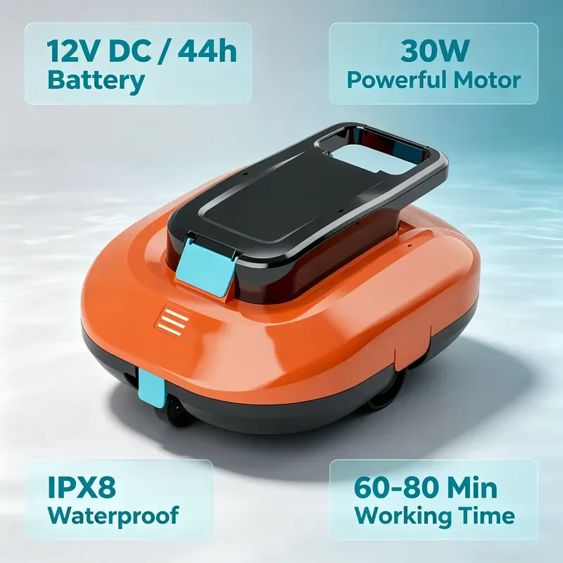 Automatic Wireless Pool Cleaning Robot Strong Suction for Leaves Dirt Sand Efficient Debris Removal Underwater Vacuum Cleaner