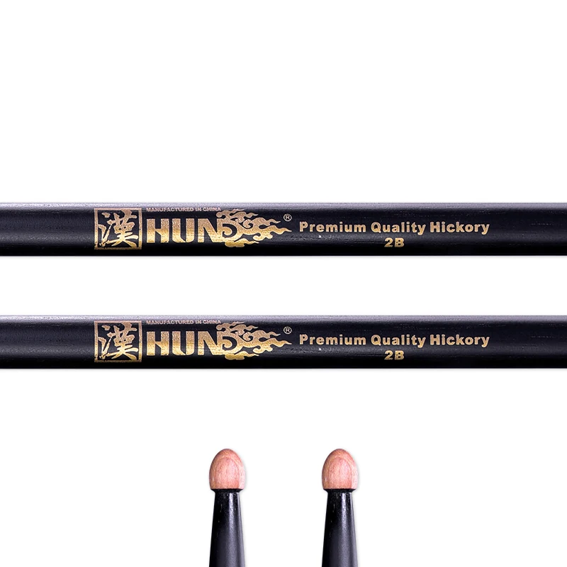 Hun 2B American Hickory Weighted Thickened Drumsticks 1 Pair Drum Stick Black Gold Blue Natural for Professional Pitch Matched