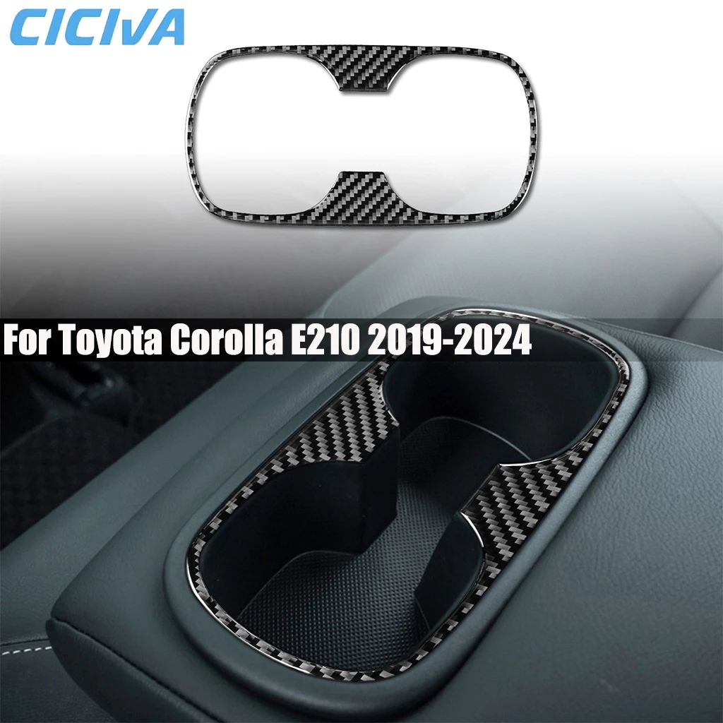 

Carbon Fiber Car Accessories Rear Cup Holder Decorative Interior Cover Modified Trim Sticker For Toyota Corolla E210 2019-2024