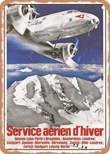 METAL SIGN - 1938 Service Aerien d'Hiver Vintage Ad