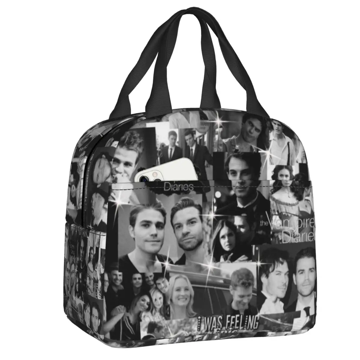 Custom The Vampire Diaries Thermal Insulated Lunch Bag Women Resuable Lunch Container for School Storage Food Box