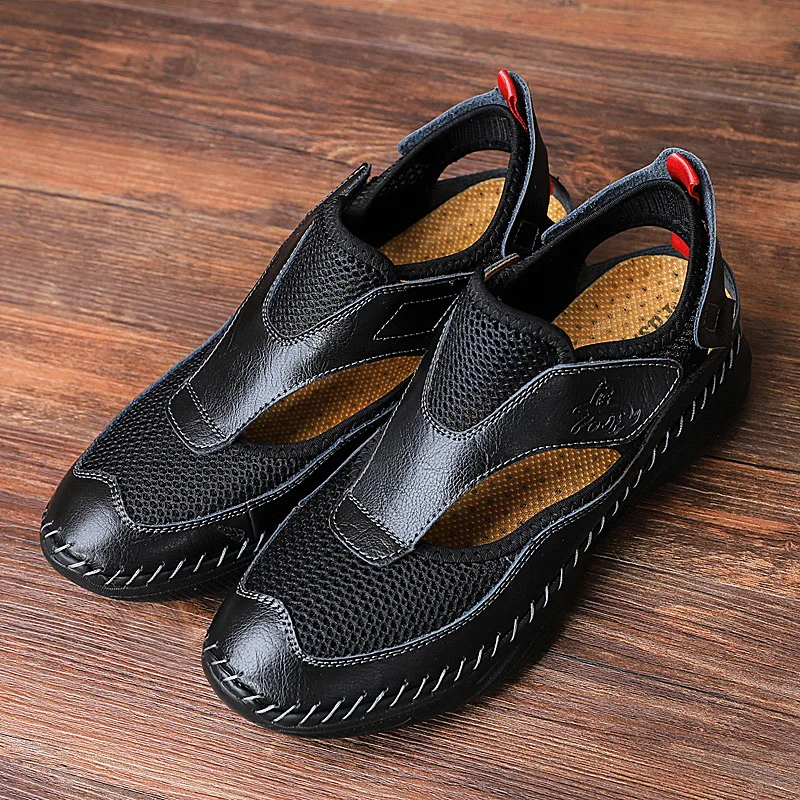 Big Size 38-48 Fashion Summer Luxus Handmade Breathable Boy Sandals Genuine Leather Tênis Masculino Men\'s Shoes Free Shipping