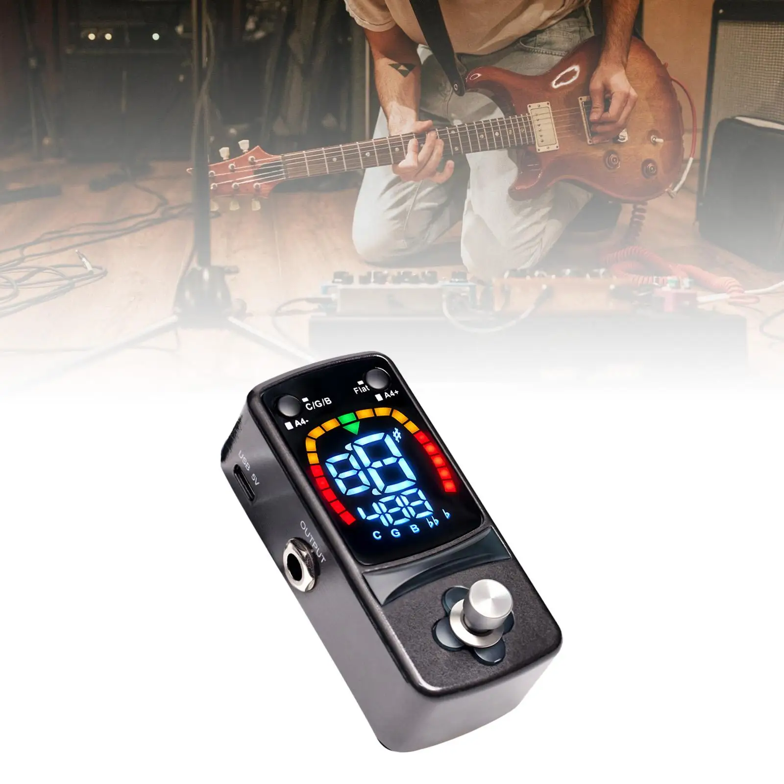 

High Precision Tuner Pedal Mini Pitch Indicator Multi Tuning Mode Accessory for Guitar Pedal Board Studio Practice