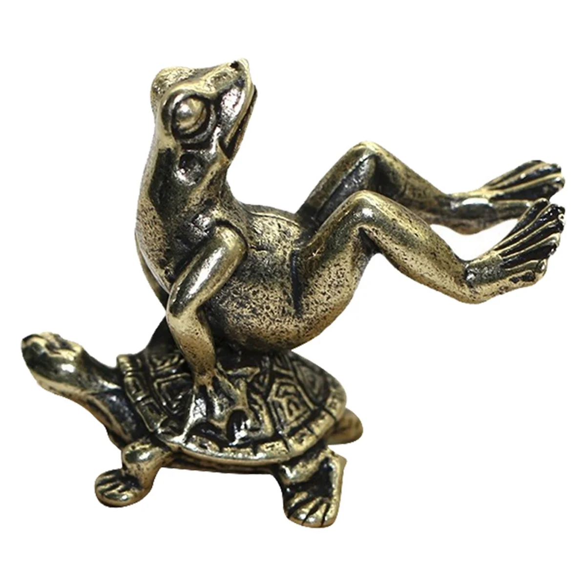 

Antique Play Brass Tortoise Frog Miniature Statue Decoration Desk Decoration Home Decoration Bronze