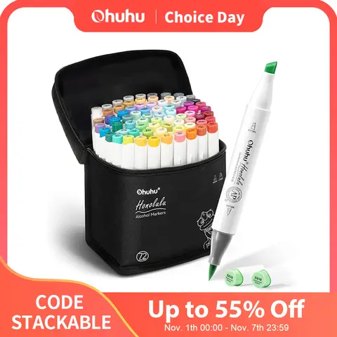 Ohuhu Honolulu Marker Pen Set Color Markers Alcohol Art Markers Refillable Dual Tips Sketching Drawing Manga School Art Supplies