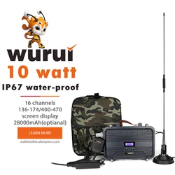 Wurui V9 워키토키 리피터, IP67 10 와트 방수 라디오 스테이션 커뮤테이터, VHF UHF 장거리 햄 전문 소방관