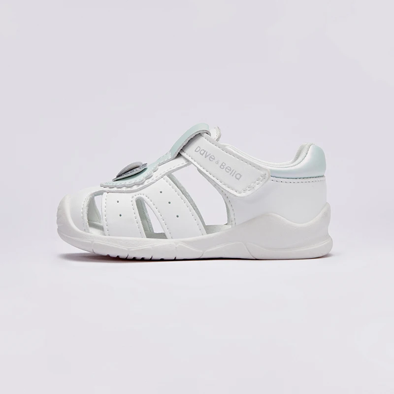 Dave Bella Baby Girl Boy Sandals 2024 Summer Leisure Comfortable Lightweight Rubber Sole White Sandals DB2241277