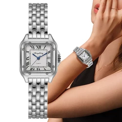 Lujo marca de relojes de las mujeres 2023 simple cuadrado calendario de las mujeres reloj de cuarzo de la moda de acero inoxidable de la correa de las señoras del reloj