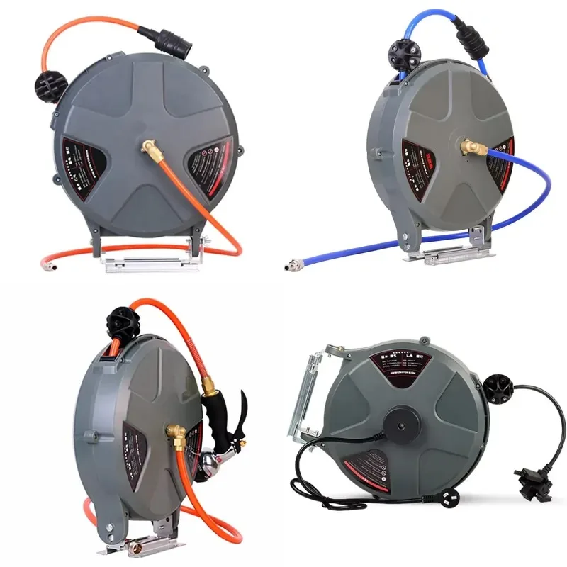 【CHIMU HOME】 for Automatic Retractable Air Hose Reel with Lamp Professional Pneumatic Combined Hose Reel for Workshop