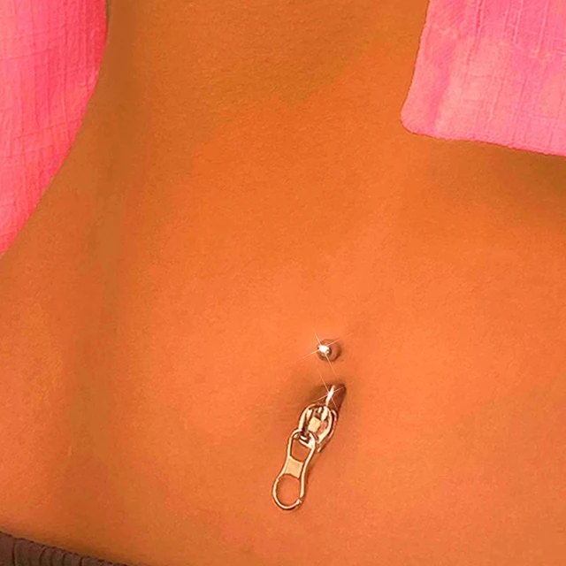 Egirl Body Jewelry Zipper Belly Ring Punk Aesthetic Hip Hop Goth Body Piercing Accessories Cool Girl Fashion Belly Piercing AliExpress 36